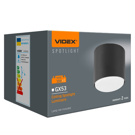 Leuchte Aufbauleuchte SPOT 1x GX53 Schwarz Videx