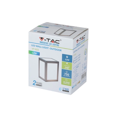 LED-Wandleuchte 12W 6400K IP65 Cube Grey VT-822-G V-TAC
