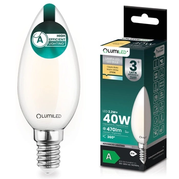 LED-Lampe E14 Kerze B35 2,2W 470lm = 40W 2700K warmweiß 360° Glühfaden Energieklasse A LUMILED