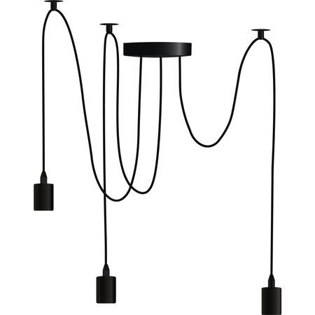 Pendelleuchte mit 3x E27-Sockeln einstellbare, Hängelampe Schwarz mit 3-fach Pendel Spinne Arane LUMILED