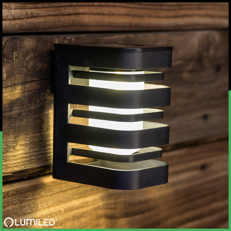 Solar-Wandleuchte LED-Fassadenleuchte Aufbauleuchte CAMILA 3000K Dämmerungssensor LUMILED