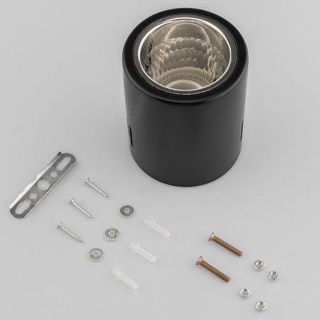 Aufbauleuchte E27, Aufbauspot Runde Tube Schwarz Fest APUS 10 LUMILED