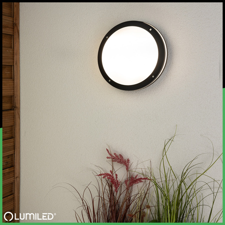 Wandleuchte Außen 2x E27, Garten-Wandleuchte rund LARIS LUMILED