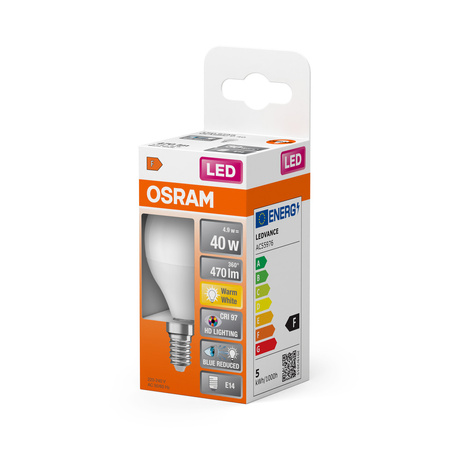 LED-Lampe P45 Ball E14 4.9W = 40W 470lm 2700K Warm CRI>97 180° CLASSIC Osram