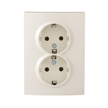 Komplette 16A Schuko-Doppelsteckdose creme LOGI KANLUX