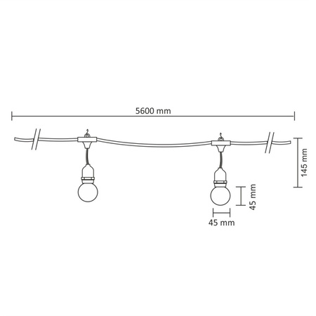 Gartengirlande Party Lichterkette 5,6m 10xE27 milchig 6W GOLDLUX (Polux)