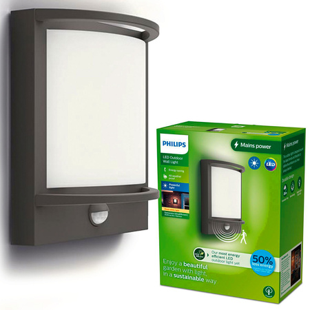 SAMONDRA 3.8W Bewegungssensor 2700K warm IP44 Anthrazit PHILIPS LED Garten Wandlampe