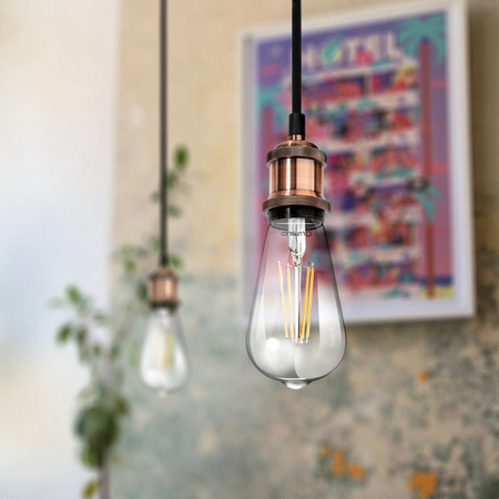 Hängelampe Aufhängung mit Lampenfassung IL MIO NOLA E27 Kupfer 100 cm schwarzes Kabel