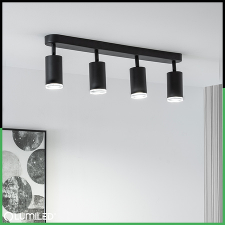 Wandleuchte LED Spot Reflektor 4x GU10 IP44 ADERO Schwarz Lumiled