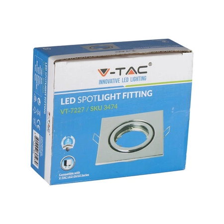 Deckenleuchte Unterputz GU10 Quadratisch Silber VT-7227 V-TAC