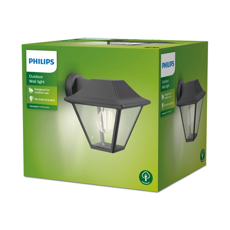 Gartenleuchte LED Wandleuchte ALPENGLOW myGarden E27 IP44 Laterne für Daunen Anthrazit PHILIPS