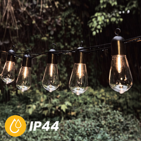 20x LED Solar Lichterkette, Außen Garten Lichterkette 11.48m+EDISON LED Lampen ST58 3000K warm EREMI LUMILED