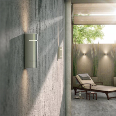 Gartenleuchte LED Wandleuchte SUNSET myGarden 2x1W 2700K IP44 Top-Bottom Silber PHILIPS