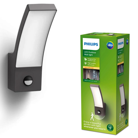 Gartenleuchte LED Wandleuchte SPLAY IR myGarden 12W 4000K IP44 mit Bewegungs- und Dämmerungssensor Anthrazit PHILIPS