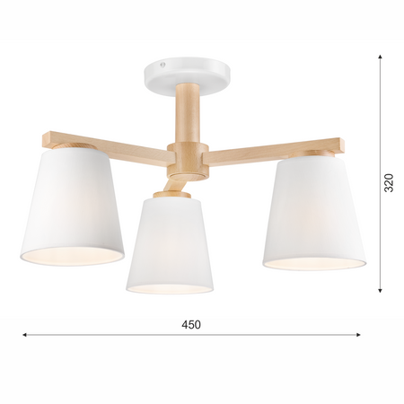 ELLIE 3xE27 Deckenleuchte aus Holz LM-3.113 Lamkur