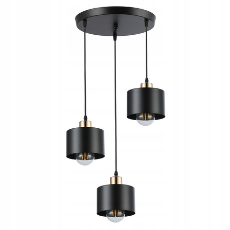 Deckenlampe Pendelleuchte 3x E27 Rund Schwarz Kupfer Elza Masterled