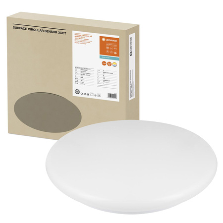 Plafond LED-Deckenleuchte 18W 1440lm 3000K - 4000K - 5000K CCT mit Dämmerungs-Bewegungssensor Anbau Weiß 35cm Oberfläche Ledvance