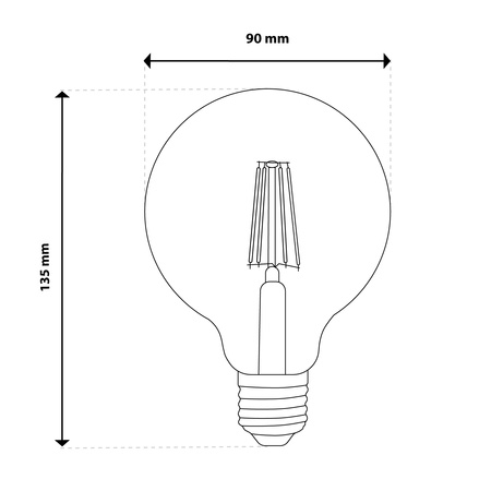 3x LED-Lampe E27 Sphere G95 6W = 50W 660lm 2000K Warm 360° BURSHINE FILAMENT LUMILED