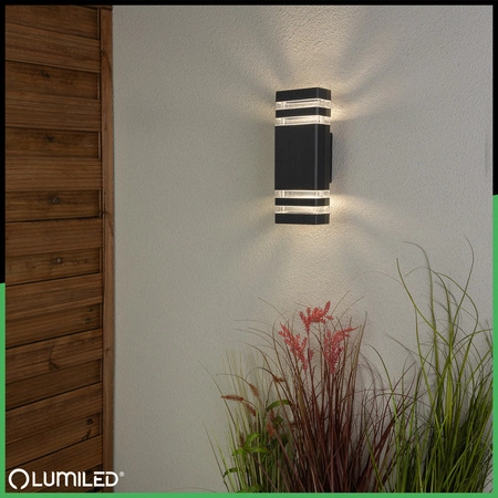Wandleuchte Außen GU10, Garten-Wandleuchte nach oben und unten Schwarz PROTEA LUMILED