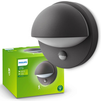 Gartenleuchte LED Wandleuchte JUNE myGarden E27 IP44 Rund mit Bewegungsmelder Anthrazit PHILIPS