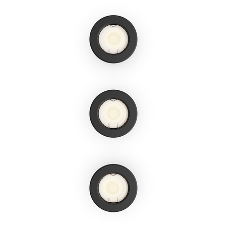 3x LED GU10 Unterputzmontage Aluminium Rund Schwarz Peridot Philips