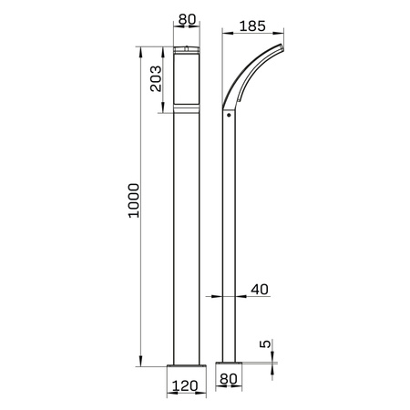 LED Gartenmast Stehlampe 12W 1600lm 4000K Neutral 180° Schwarz IP44 Amy Sanico Goldlux