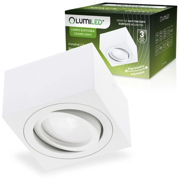 Aufputz HALOGEN Spot Tube Beweglich Quadratisch Weiß 50mm AMAT-S LUMILED