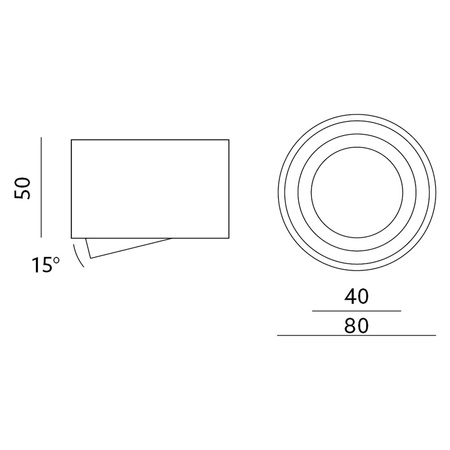 Aufputz-HALOGEN-SPOT 50 mm schwarz rund bewegliche Leuchte OH36S Kobi