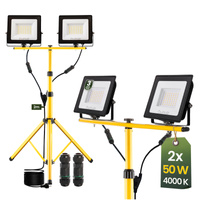 LED-Strahler 2x 50W, Arbeitslampe auf Stativ 4000K ZUNA LUMILED