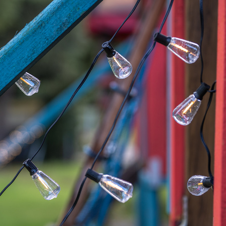 Solar Garten Girlande 40x LED Dekobirnen 14,5m 2700K Warm + PYRIS LUMILED Fernbedienung