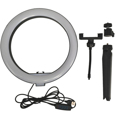 LED Tischlampe 10W 240lm 2700-4000-6500K Warm 360° Schwarz Dimmbar SELFIE Sanico Goldlux