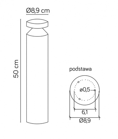 Außenstehende Gartenleuchte LED POST Delta DL-500 6W 440lm 4000K Neutral 50cm Su-Ma