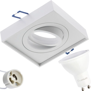 HALOGEN Einbaustrahler Tuba Spot, beweglich GU10 Quadrat Weiß 20mm MIDI + LED GU10 10W 6500K LUMILED