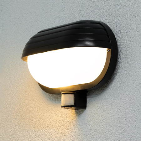 FRODA Gartenwandleuchte E27 IP44 mit PIR-Sensor Schwarz