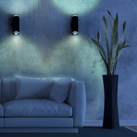 Wandleuchte Außenfassadenleuchte 2 x GU10 Schwarz PARIS Sanico Goldlux