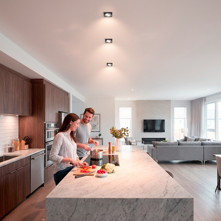 Glas-Einbaustrahler GU10, MR16 Einbauspot HALOGEN Quadrat beweglich Schwarz ARIAN LUMILED