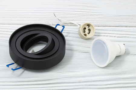 HALOGEN Einbaustrahler Tuba Spot, beweglich GU10 Rund Schwarz 20mm MIDI + LED GU10 6W 3000K LUMILED