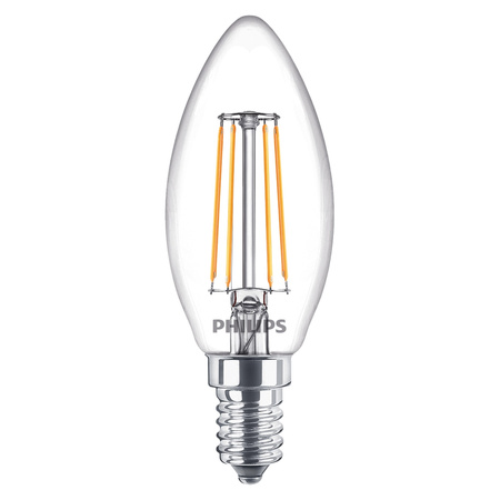 4x LED-Lampe E14 Kerze B35 4.3W = 40W 470lm 2700K Warm 300° FILAMENT Essential Philips