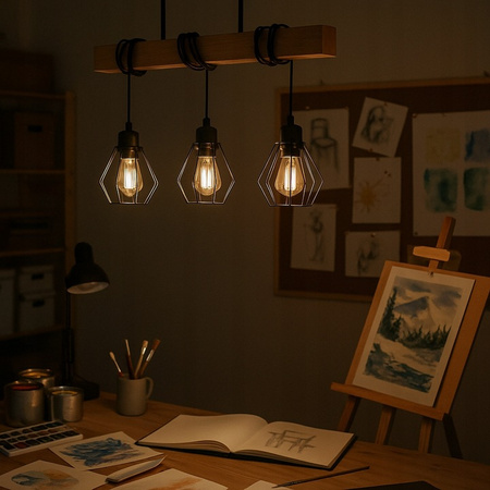 Masterled Deckenleuchte 3x E27 Schwarz Braun Otto Pendelleuchte