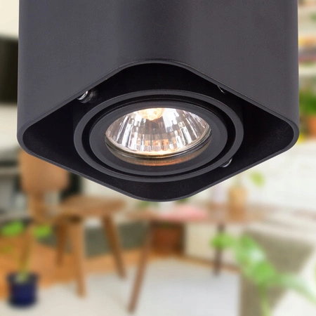 Aufputz Halogen Tuba Reflektor Spot GU10 Quadratisch Beweglich Schwarz Masterled