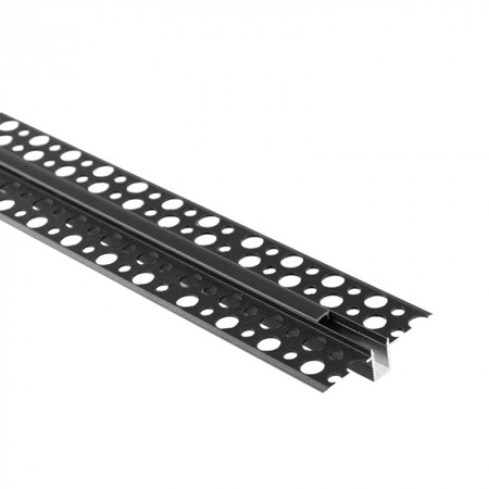 Aluminium LED Profil für Gipskarton REGIPS Unterputz Schwarz 1m mit Diffusor Schwarz für LED Streifen + Kappen Ecolight GPW Serie