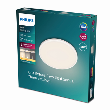 Plafond LED-Anbauleuchte OZZIET 18W 2700K 30cm Weiß Rund PHILIPS Deckenleuchte