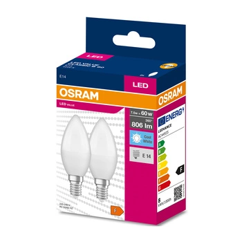 2x LED Lampe E14 B35 7W = 60W 806lm 4000K Neutral 220° OSRAM VALUE