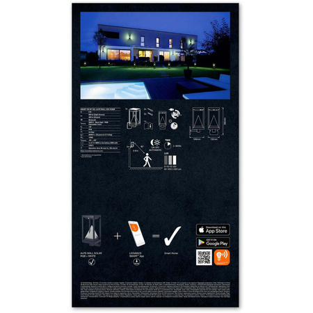 Intelligente Solar-Gartenwandleuchte 6W 400lm RGB+W SMART+ BLUETOOTH LEDVANCE