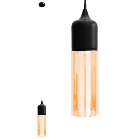 Glasdecke Pendelleuchte Amber Schwarz für LED E27 Lang TUBA Modern