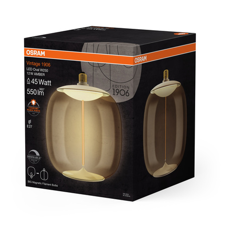 Dekorative LED-Lampe E27 12W = 45W 550lm 1800K Warm 320° Amber Filament Dimmbar Vintage 1906 Osram