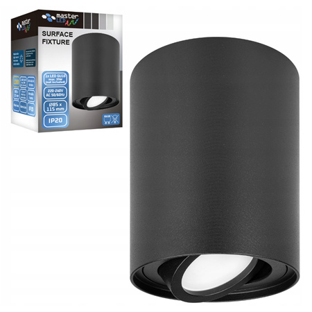 Aufputz-Halogen-Spot-Röhrenleuchte GU10 rund schwarz 115 mm