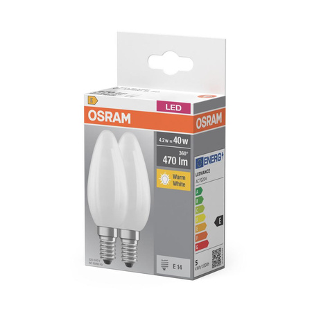 2x LED Lampen E14 B35 4W = 40W 470lm 2700K Wärme 300° OSRAM-Sockelfilament