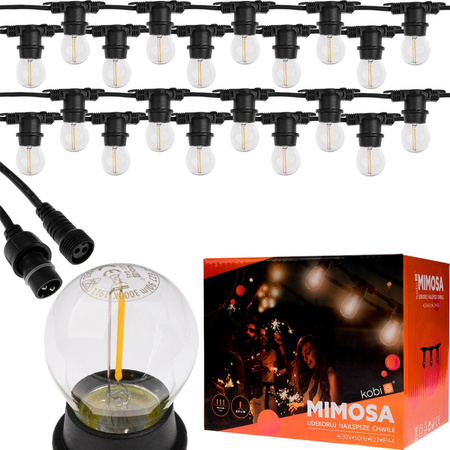 Outdoor Garten Girlande Lichterkette 10m 20xE27 LED 1,3W Kobi