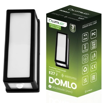 Wandleuchte Außen E27, Garten-Wandleuchte mit Bewegungsmelder rechteckig DOMLO LUMILED